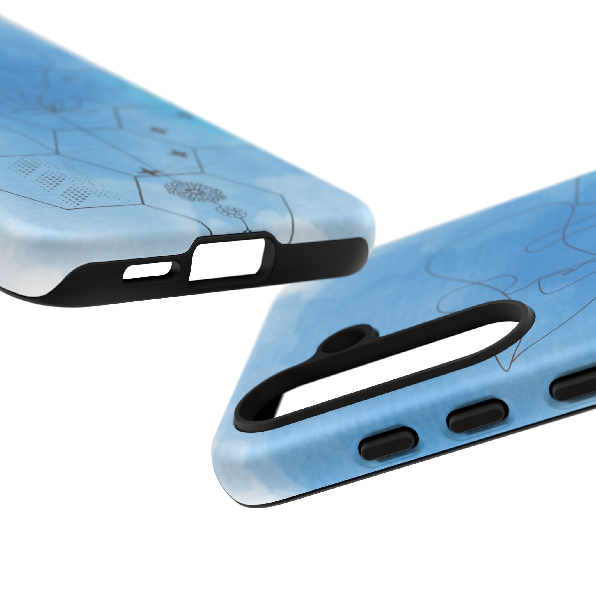 Coque de téléphone Abstraite bleue — Design Zen Lotus Hexagone