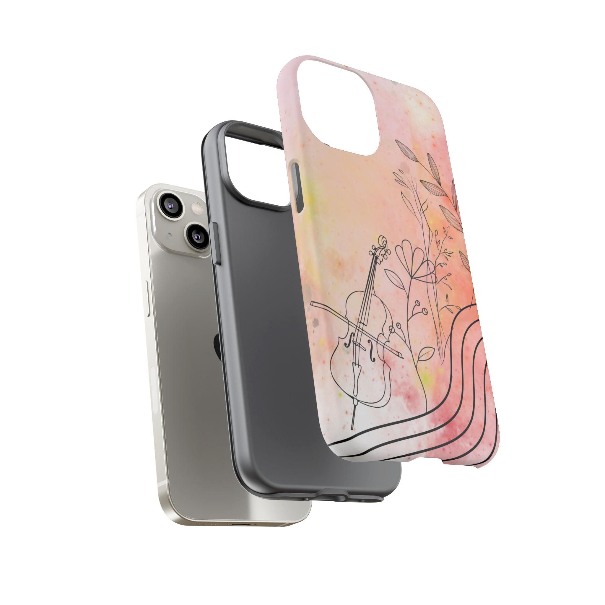 Étui Robuste Pour Violon Floral — Coque de Téléphone Musique Aquarelle
