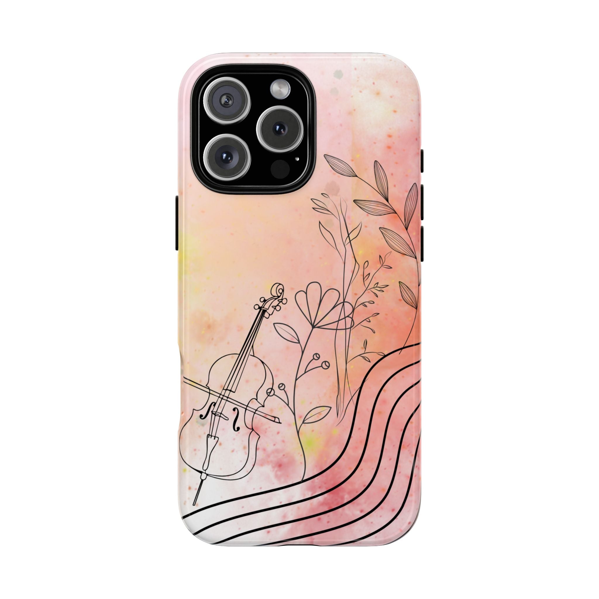 Étui Robuste Pour Violon Floral — Coque de Téléphone Musique Aquarelle