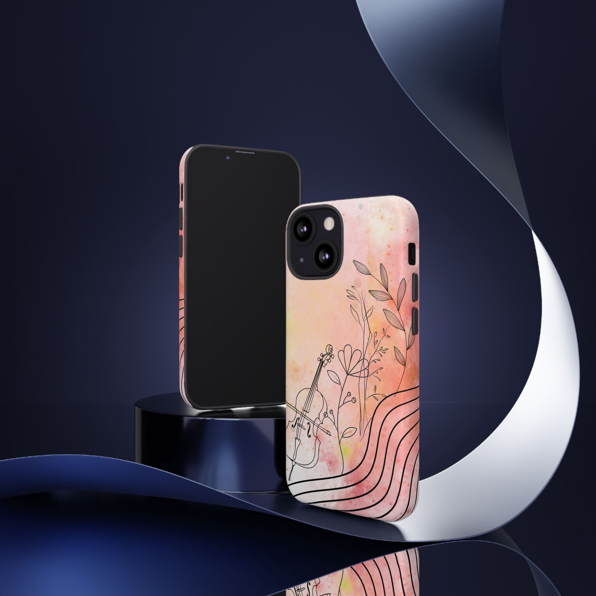 Étui Robuste Pour Violon Floral — Coque de Téléphone Musique Aquarelle