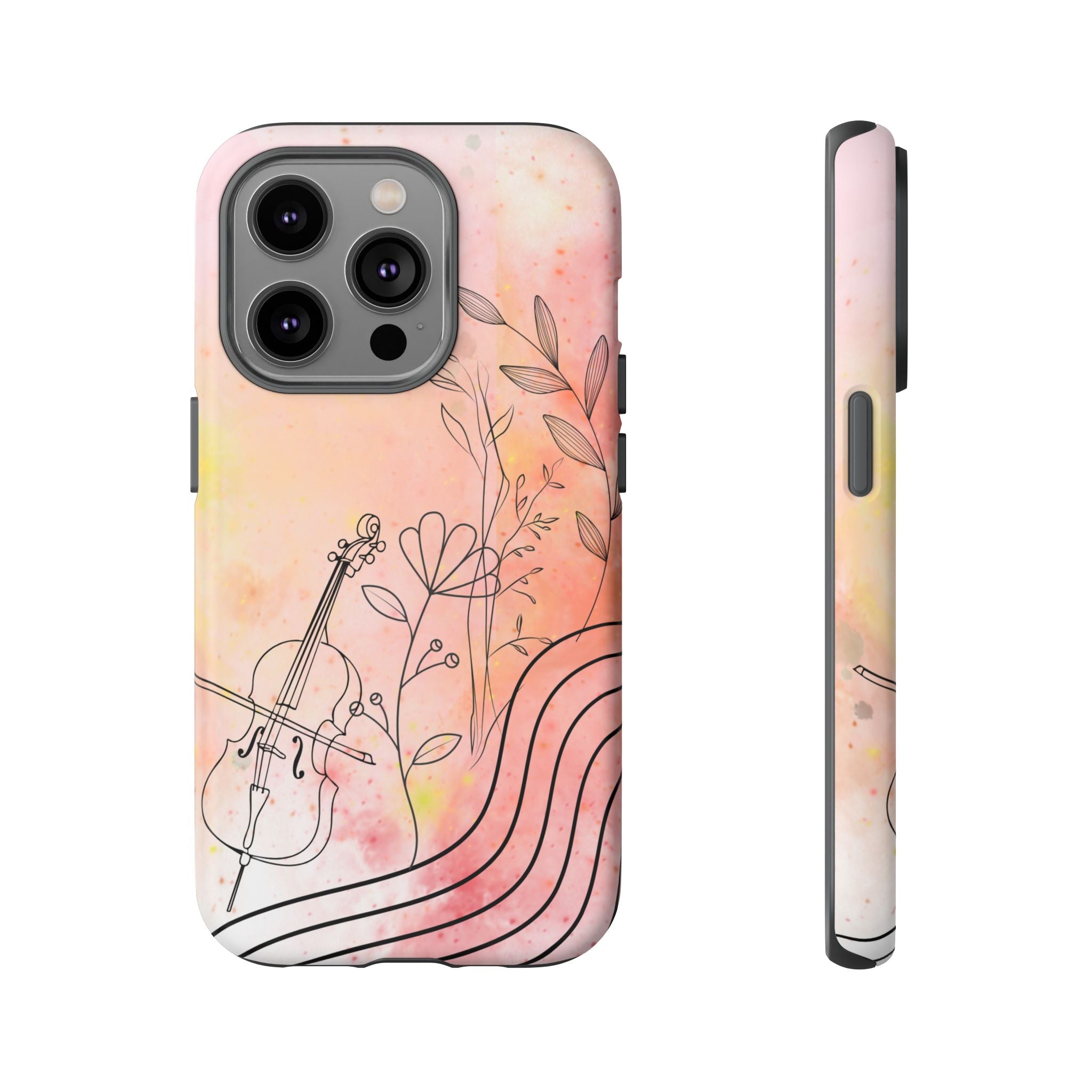 Étui Robuste Pour Violon Floral — Coque de Téléphone Musique Aquarelle