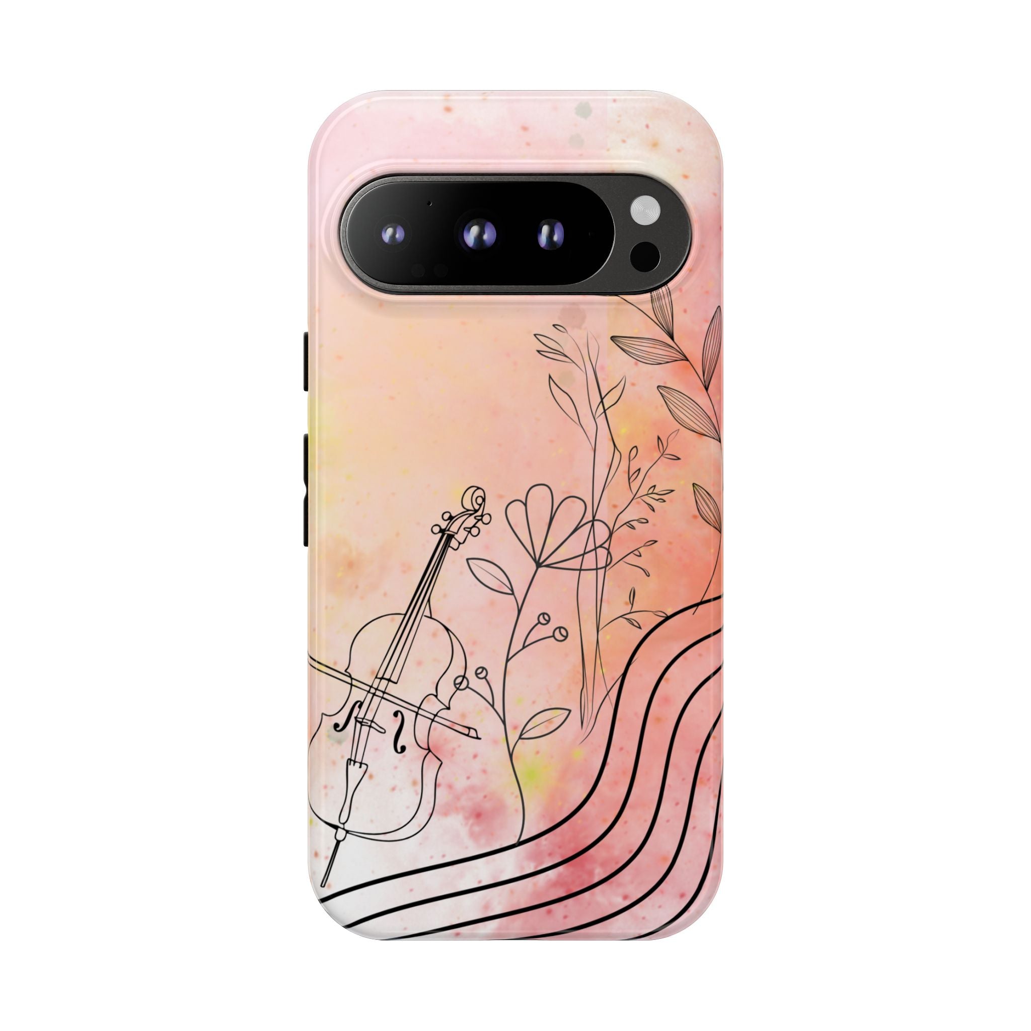 Étui Robuste Pour Violon Floral — Coque de Téléphone Musique Aquarelle