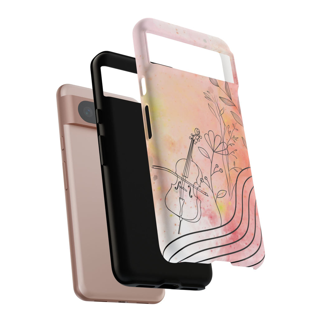 Étui Robuste Pour Violon Floral — Coque de Téléphone Musique Aquarelle