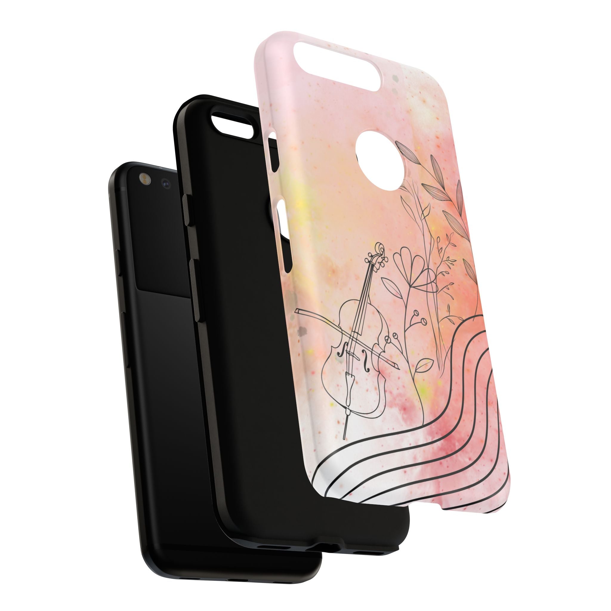 Étui Robuste Pour Violon Floral — Coque de Téléphone Musique Aquarelle