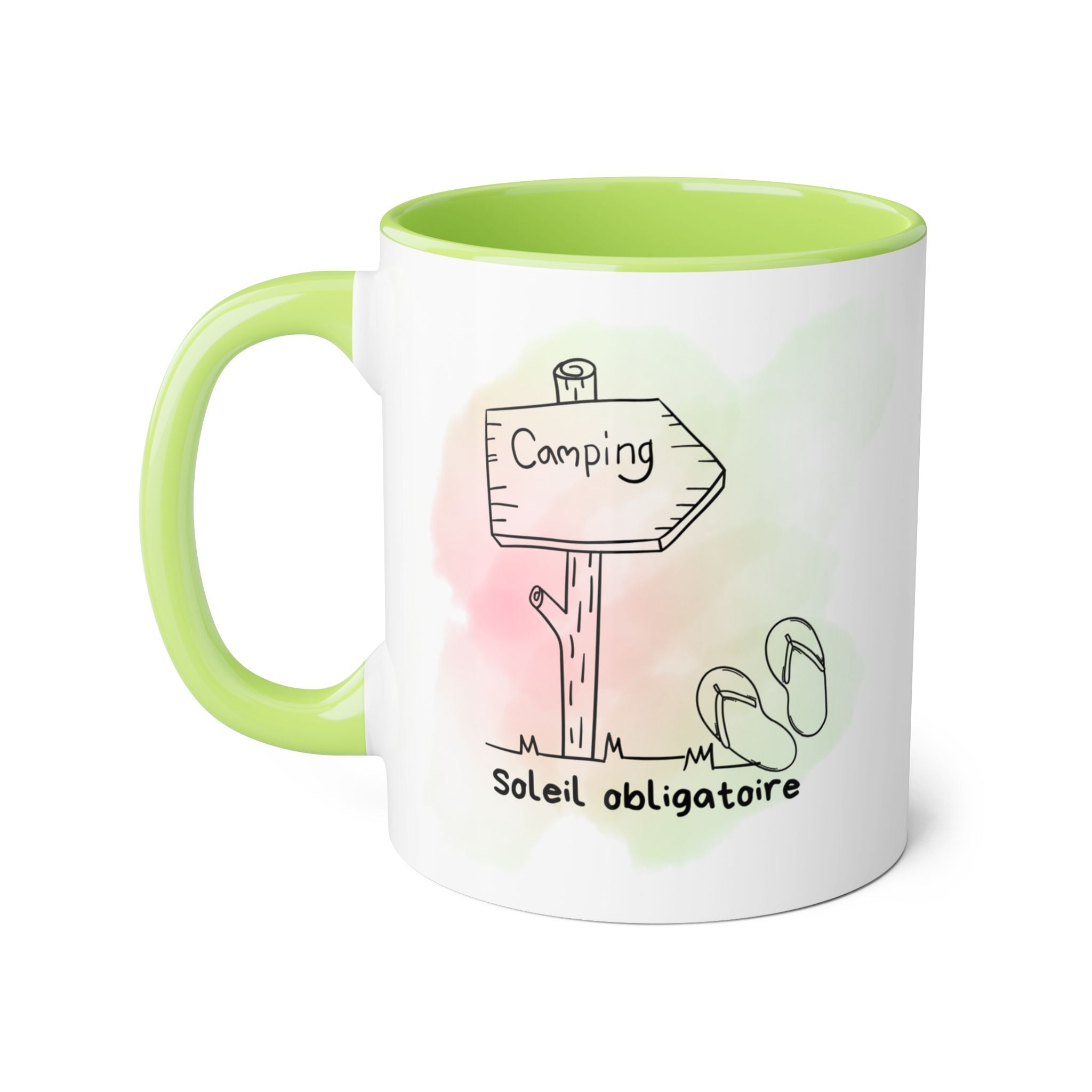 Tasse de camping — 'Camping au soleil obligatoire' Verre à aquarelle pour café