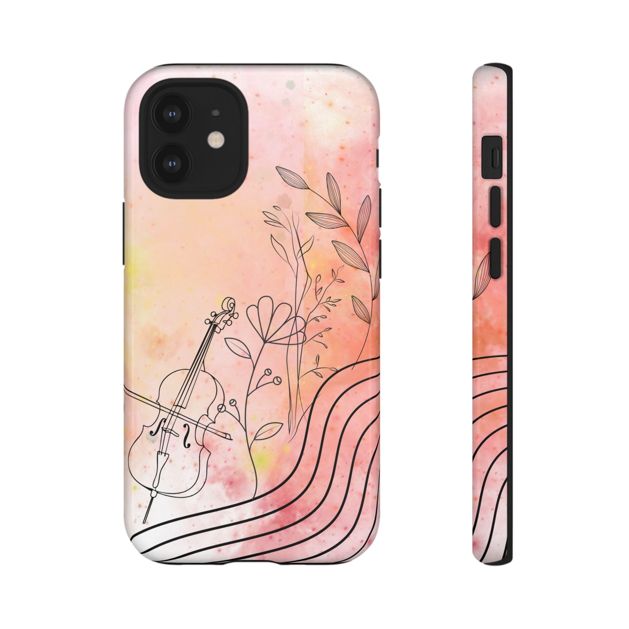 Étui Robuste Pour Violon Floral — Coque de Téléphone Musique Aquarelle