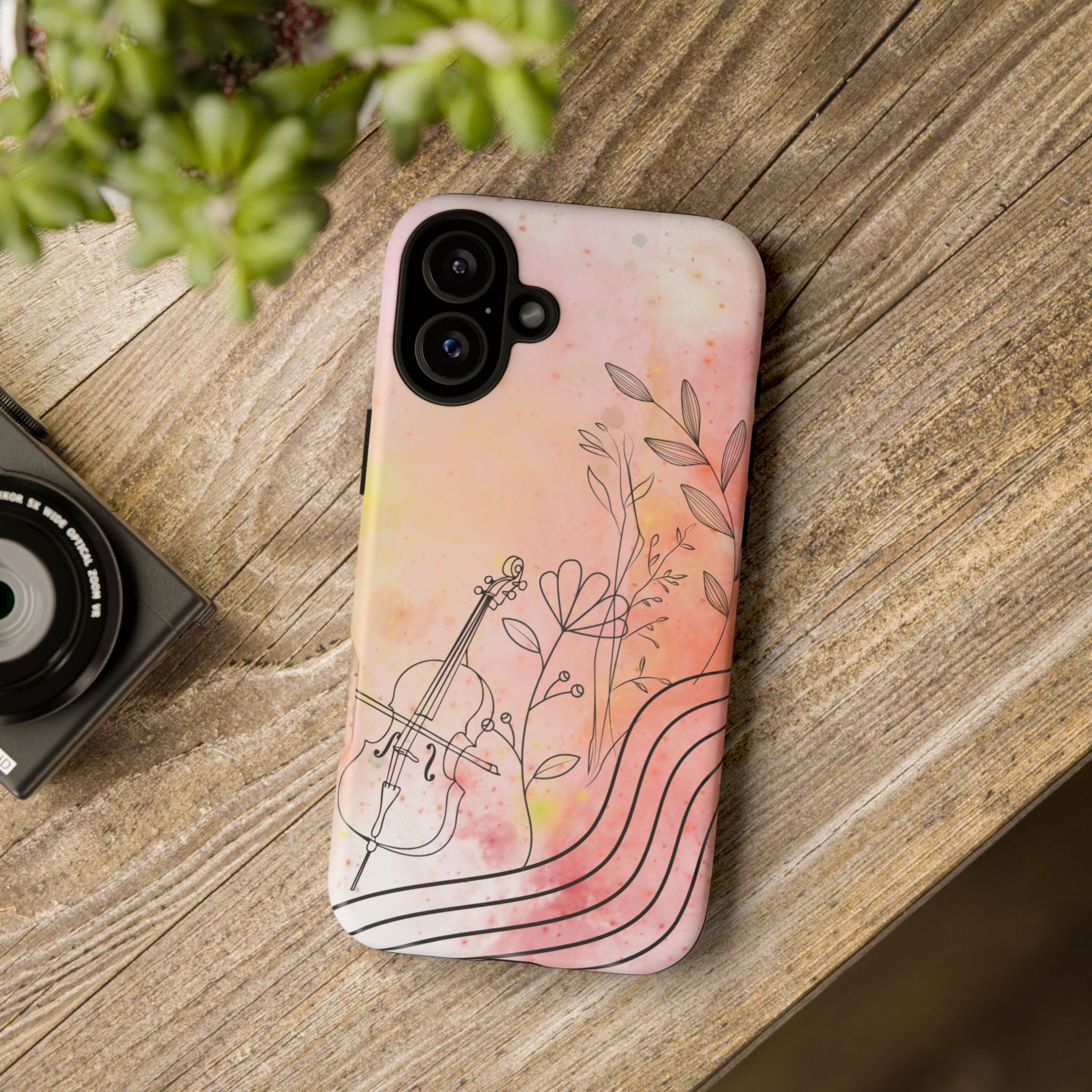 Étui Robuste Pour Violon Floral — Coque de Téléphone Musique Aquarelle