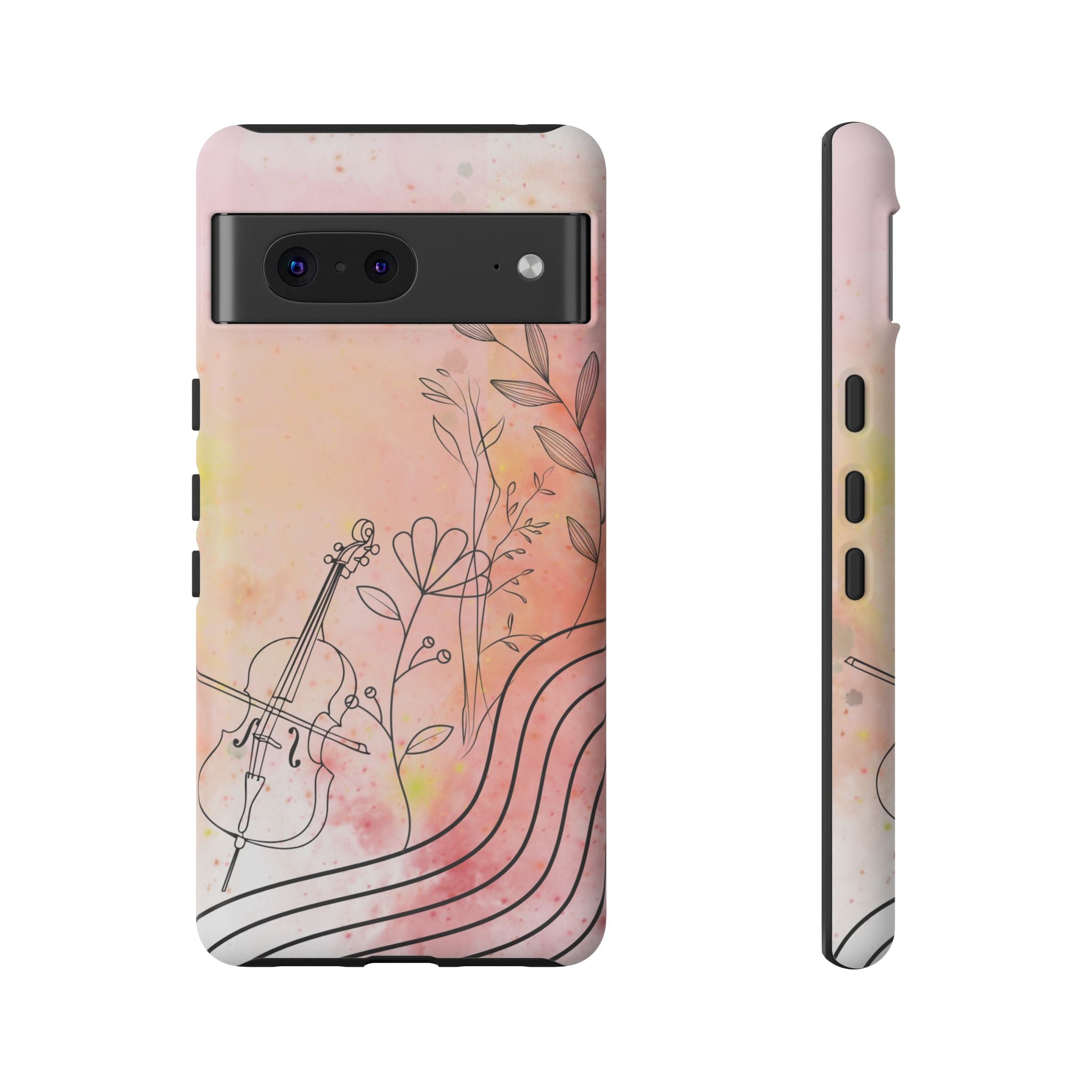 Étui Robuste Pour Violon Floral — Coque de Téléphone Musique Aquarelle