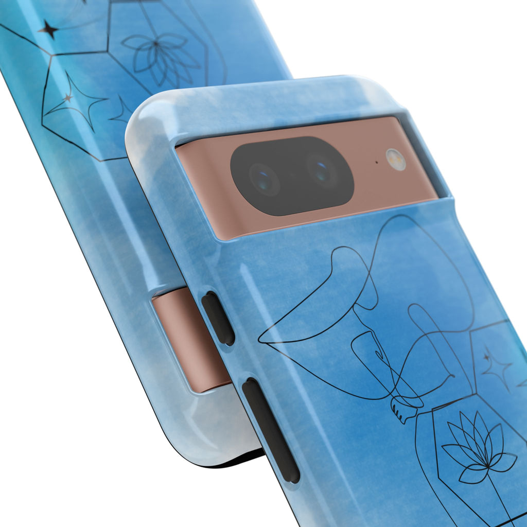 Coque de téléphone Abstraite bleue — Design Zen Lotus Hexagone