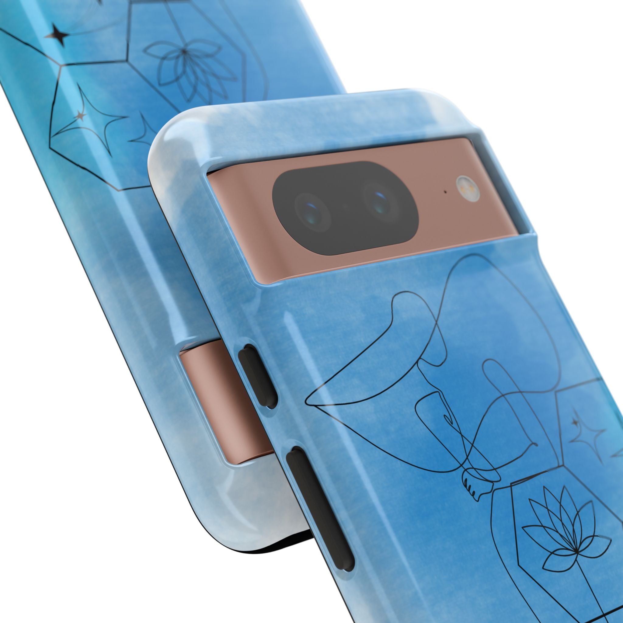 Coque de téléphone Abstraite bleue — Design Zen Lotus Hexagone
