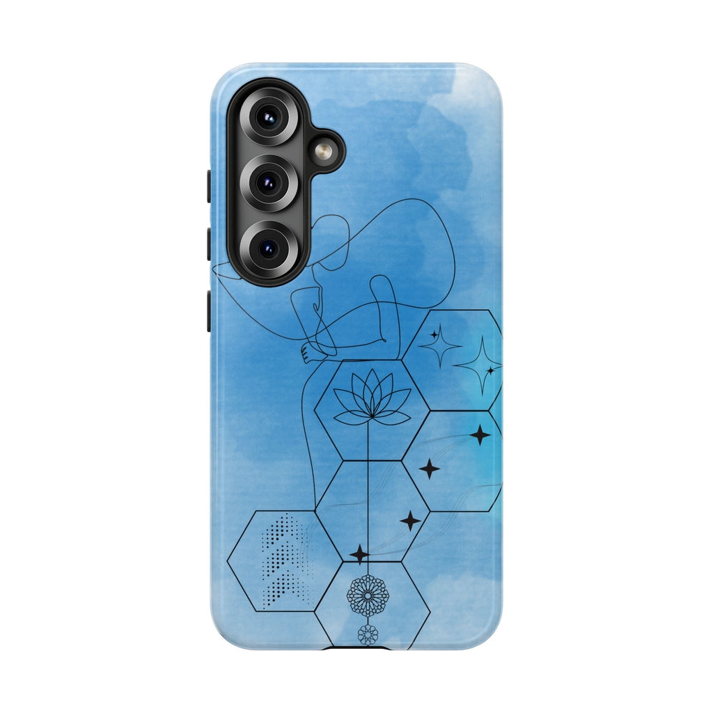 Coque de téléphone Abstraite bleue — Design Zen Lotus Hexagone