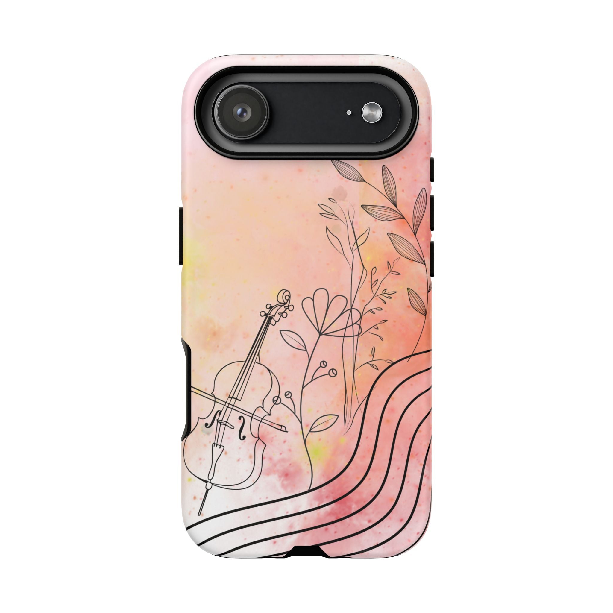 Étui Robuste Pour Violon Floral — Coque de Téléphone Musique Aquarelle