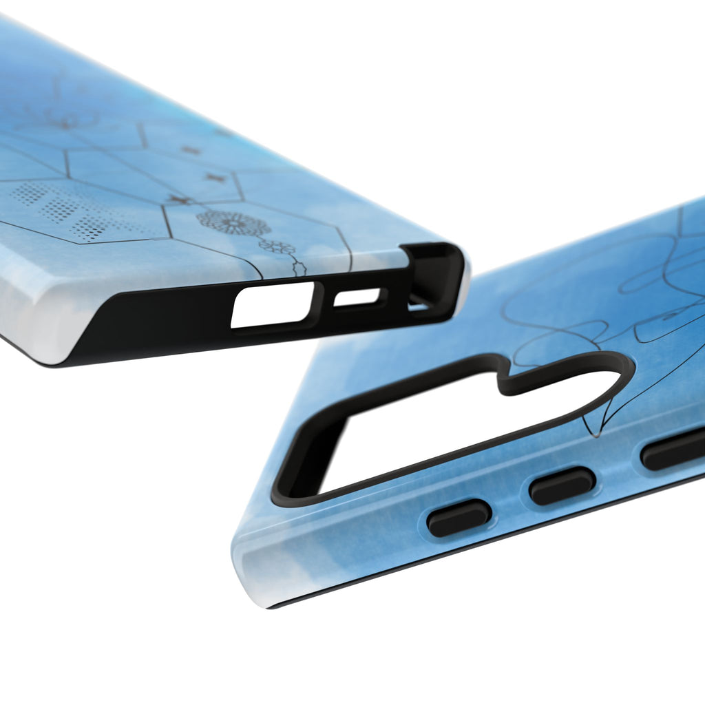 Coque de téléphone Abstraite bleue — Design Zen Lotus Hexagone
