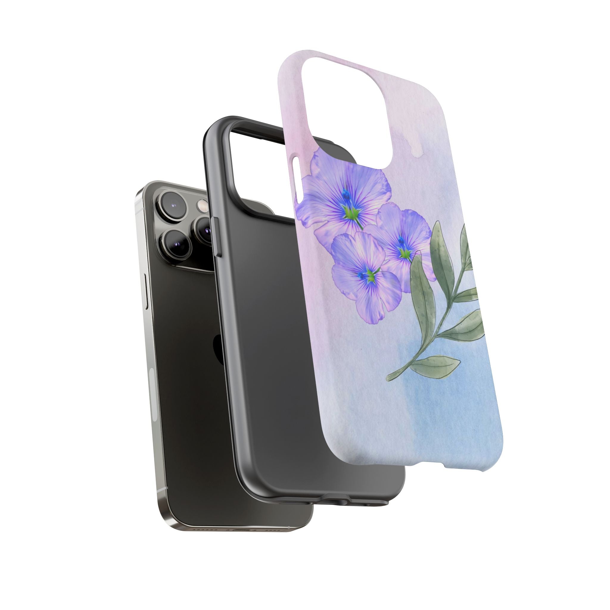 Coque de téléphone aquarelle florale – Bouquet de pétunias violets