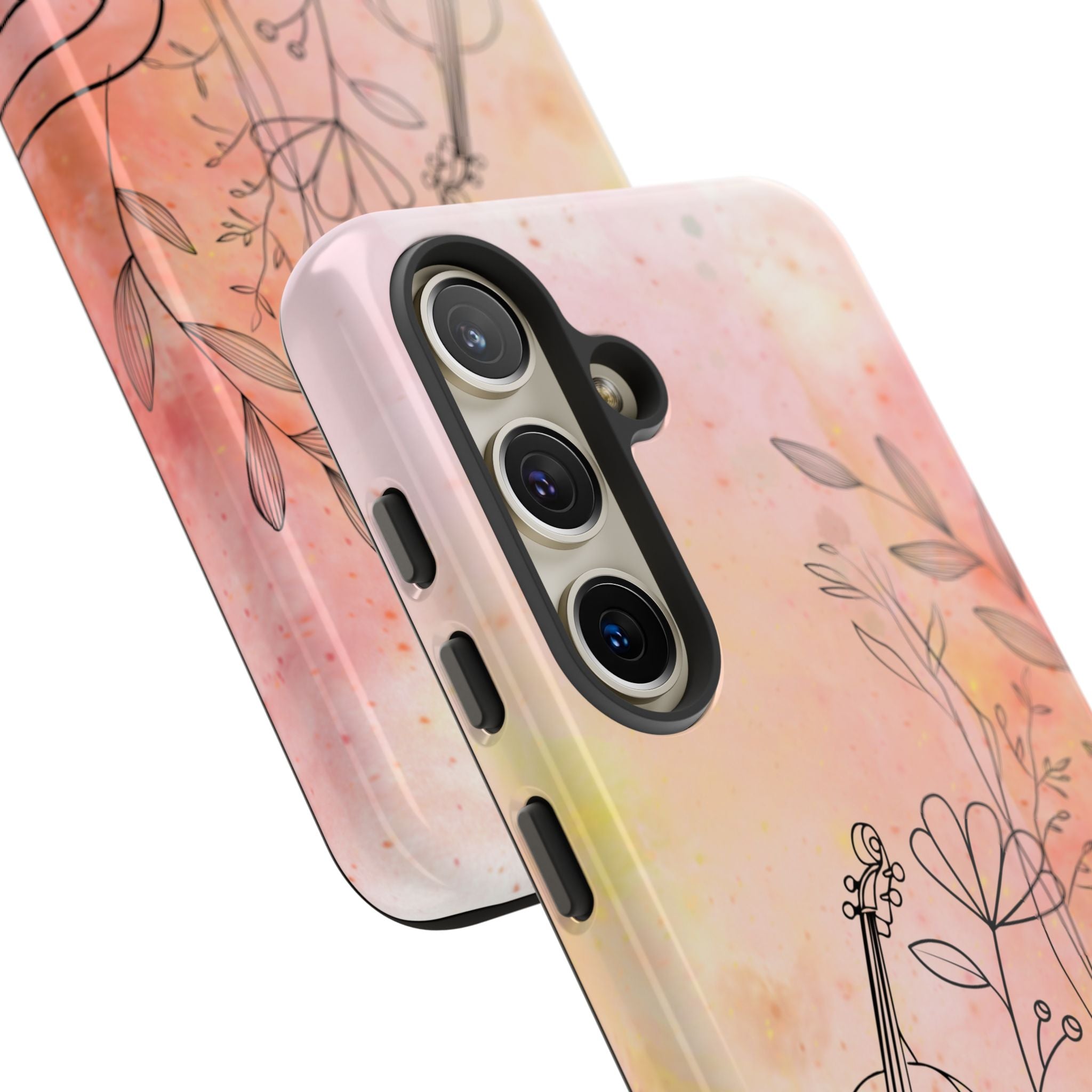 Étui Robuste Pour Violon Floral — Coque de Téléphone Musique Aquarelle