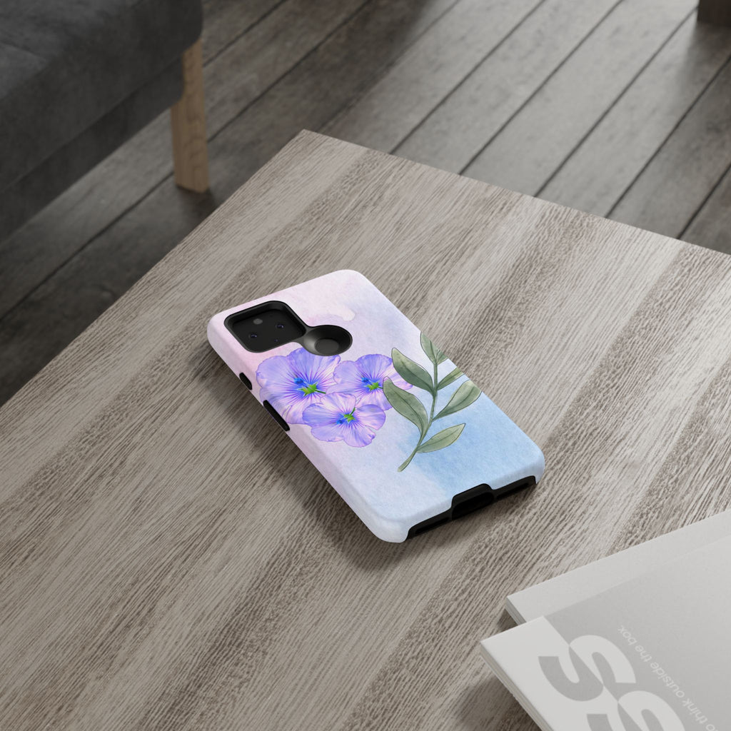 Coque de téléphone aquarelle florale – Bouquet de pétunias violets