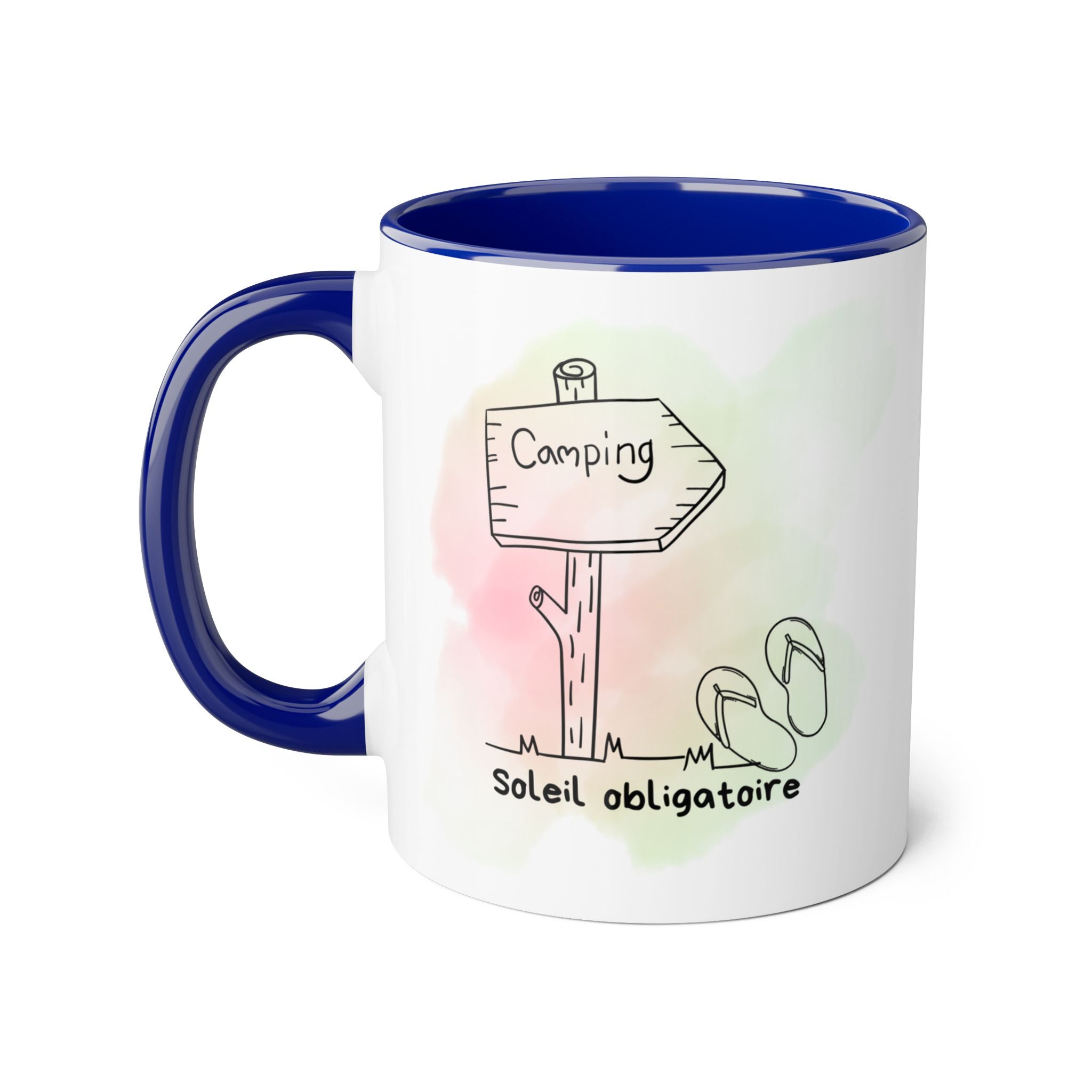 Tasse de camping — 'Camping au soleil obligatoire' Verre à aquarelle pour café