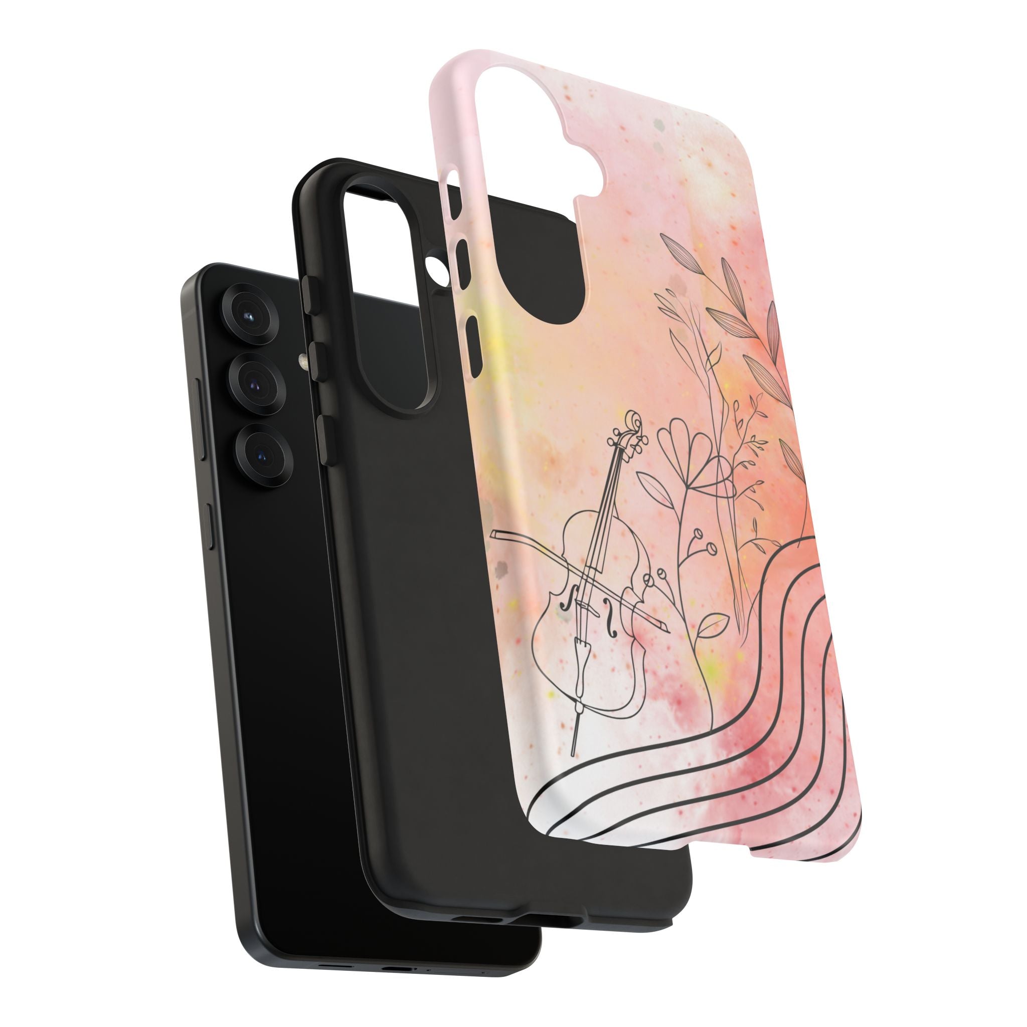Étui Robuste Pour Violon Floral — Coque de Téléphone Musique Aquarelle