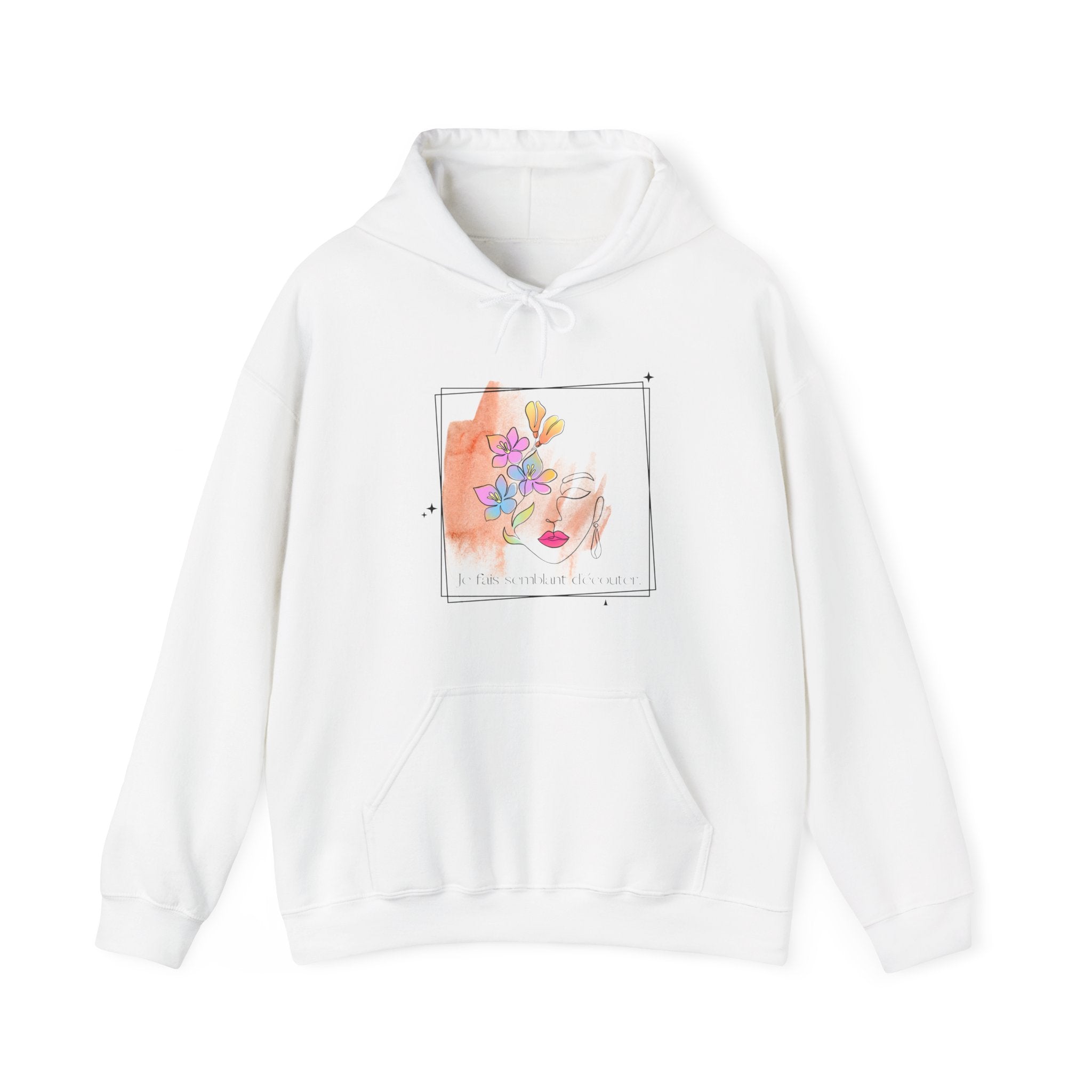 Hoodie aquarelle visage floral — Hoodie d'art abstrait féminin