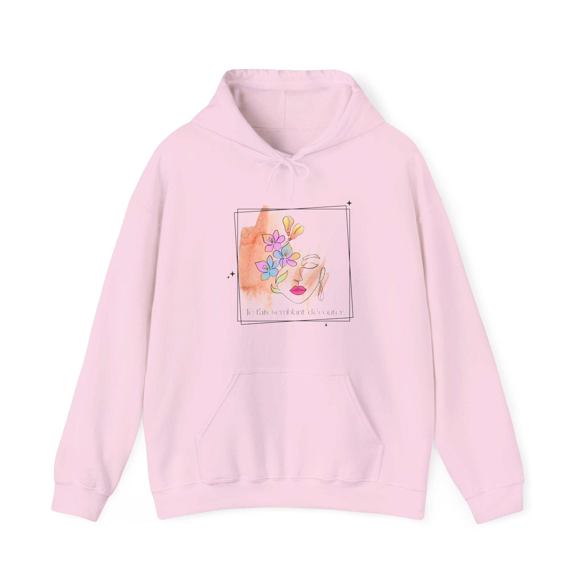 Hoodie aquarelle visage floral — Hoodie d'art abstrait féminin