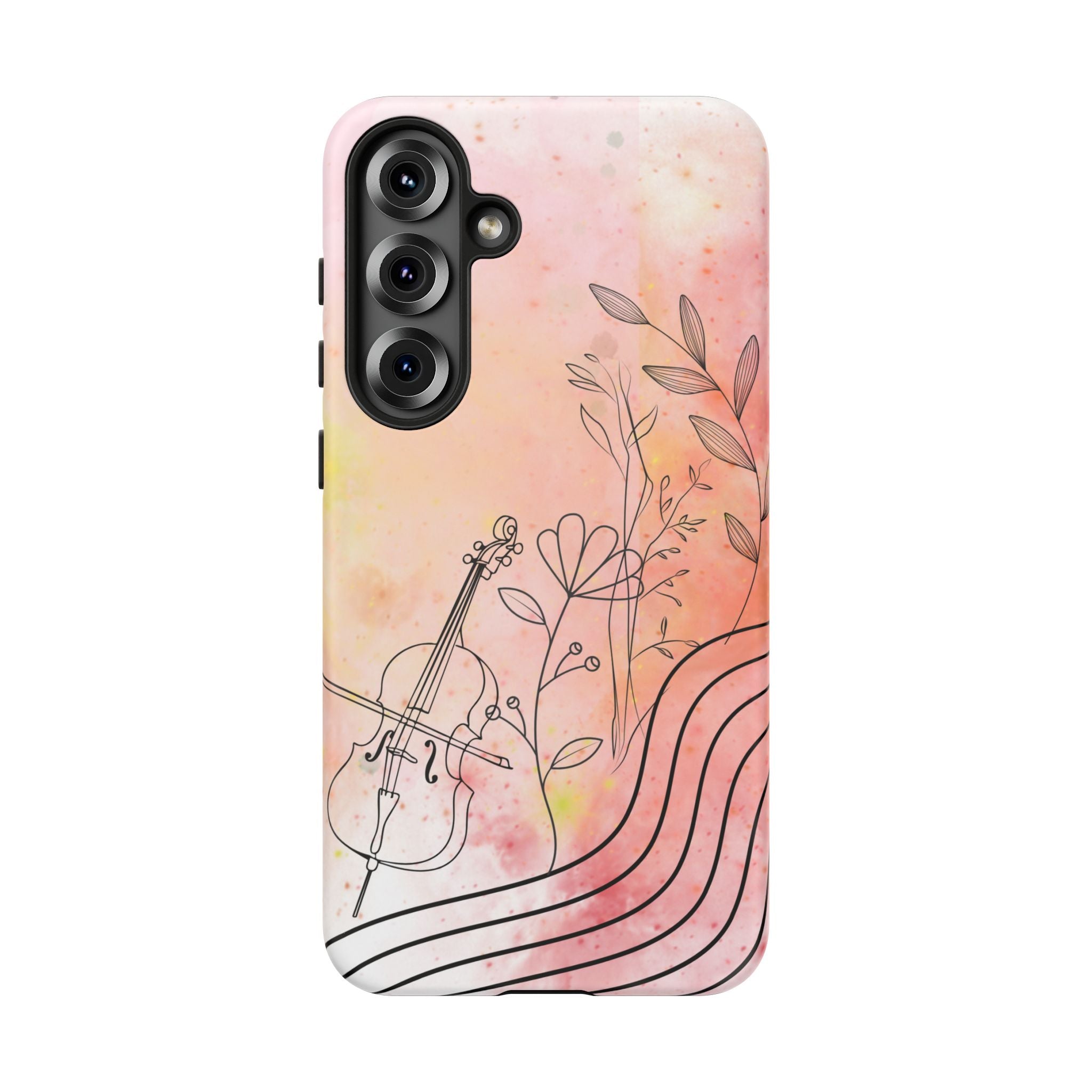 Étui Robuste Pour Violon Floral — Coque de Téléphone Musique Aquarelle
