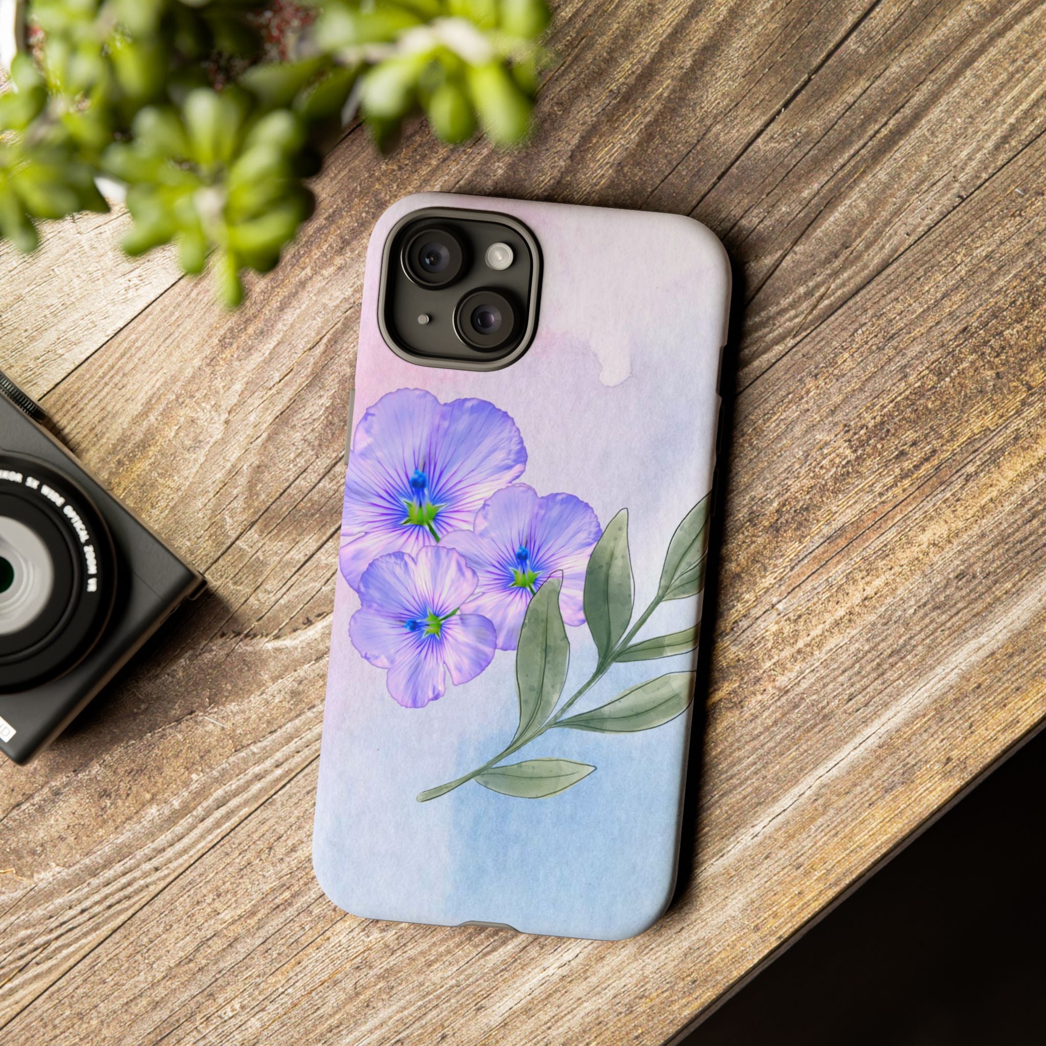 Coque de téléphone aquarelle florale – Bouquet de pétunias violets