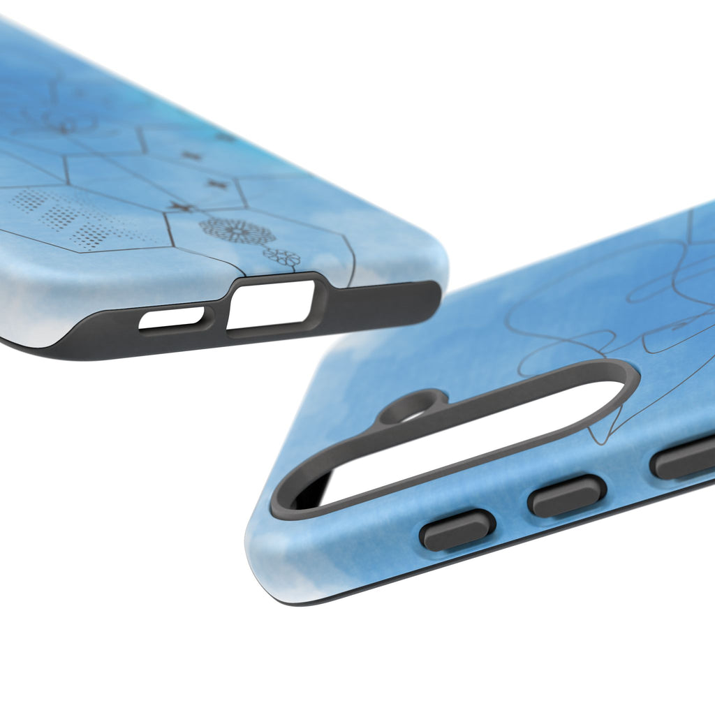 Coque de téléphone Abstraite bleue — Design Zen Lotus Hexagone