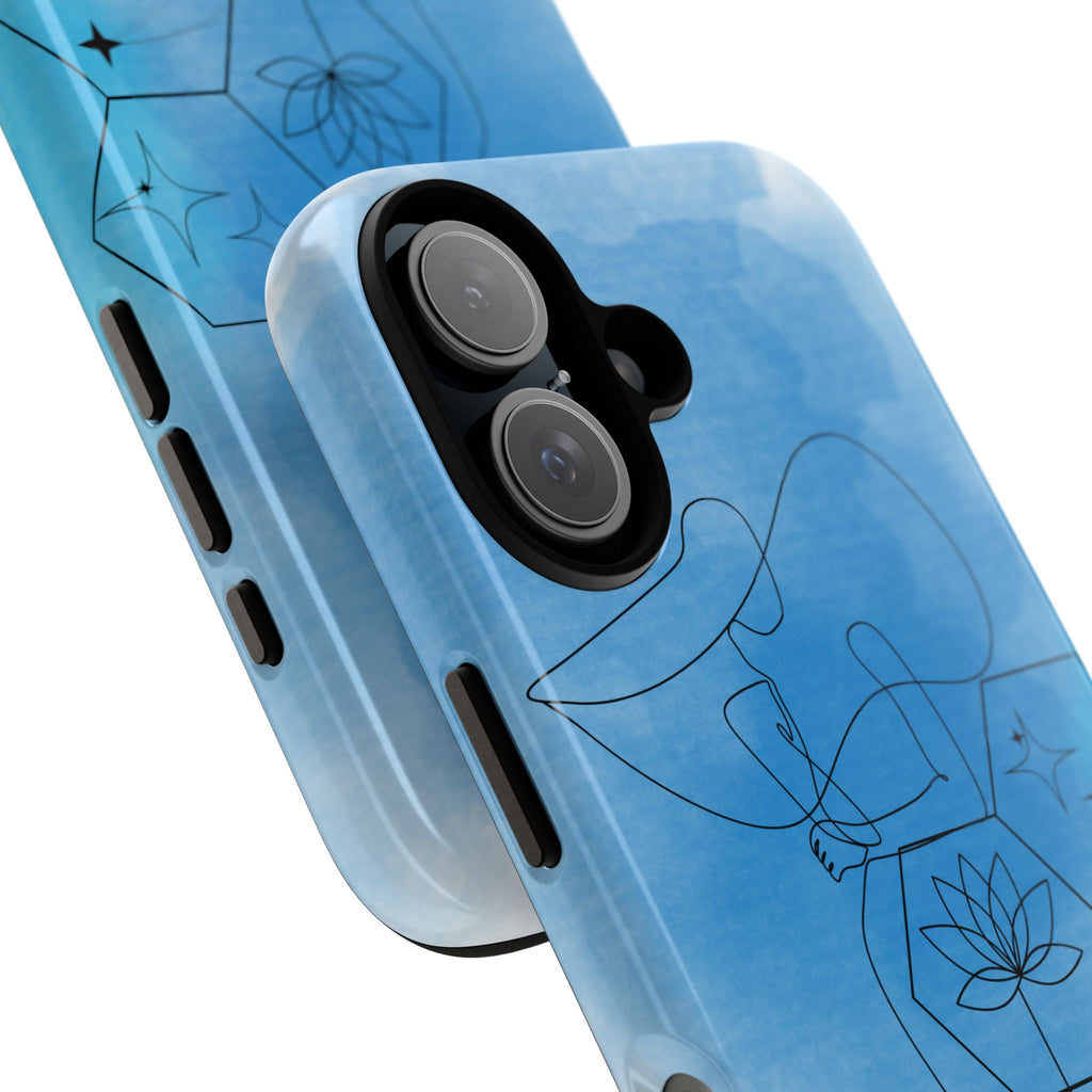 Coque de téléphone Abstraite bleue — Design Zen Lotus Hexagone