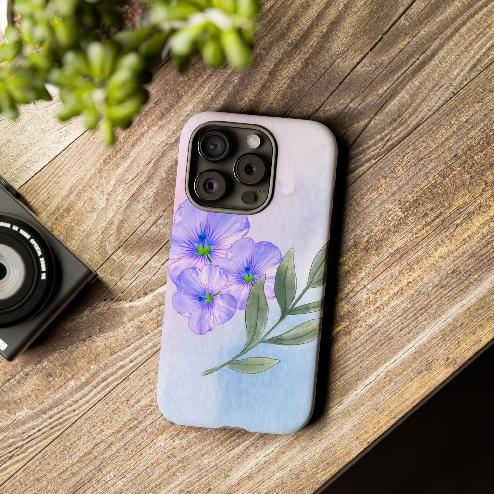 Coque de téléphone aquarelle florale – Bouquet de pétunias violets