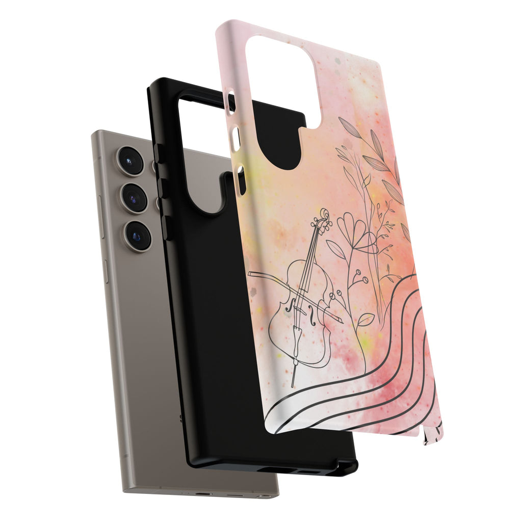 Étui Robuste Pour Violon Floral — Coque de Téléphone Musique Aquarelle