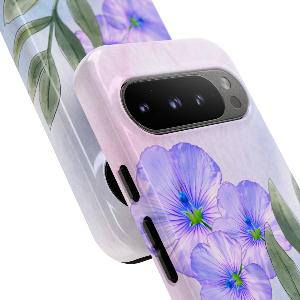 Coque de téléphone aquarelle florale – Bouquet de pétunias violets