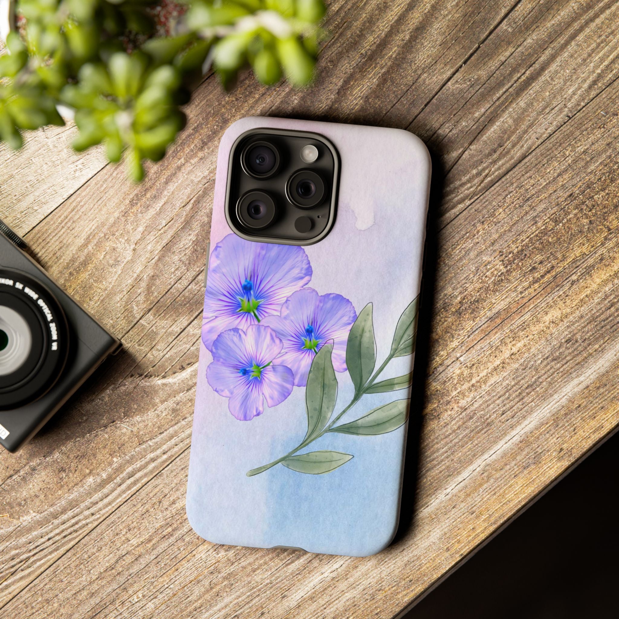 Coque de téléphone aquarelle florale – Bouquet de pétunias violets