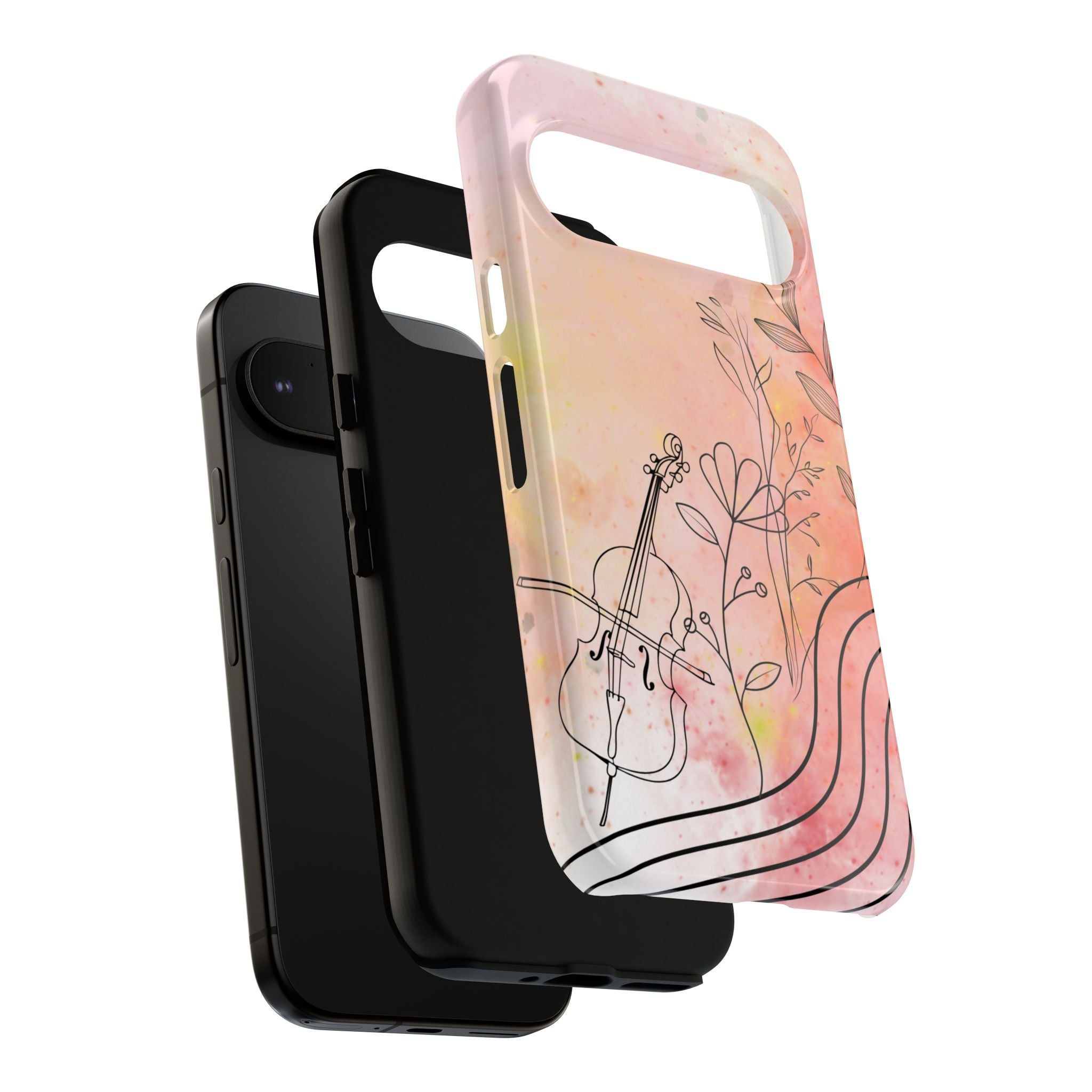Étui Robuste Pour Violon Floral — Coque de Téléphone Musique Aquarelle