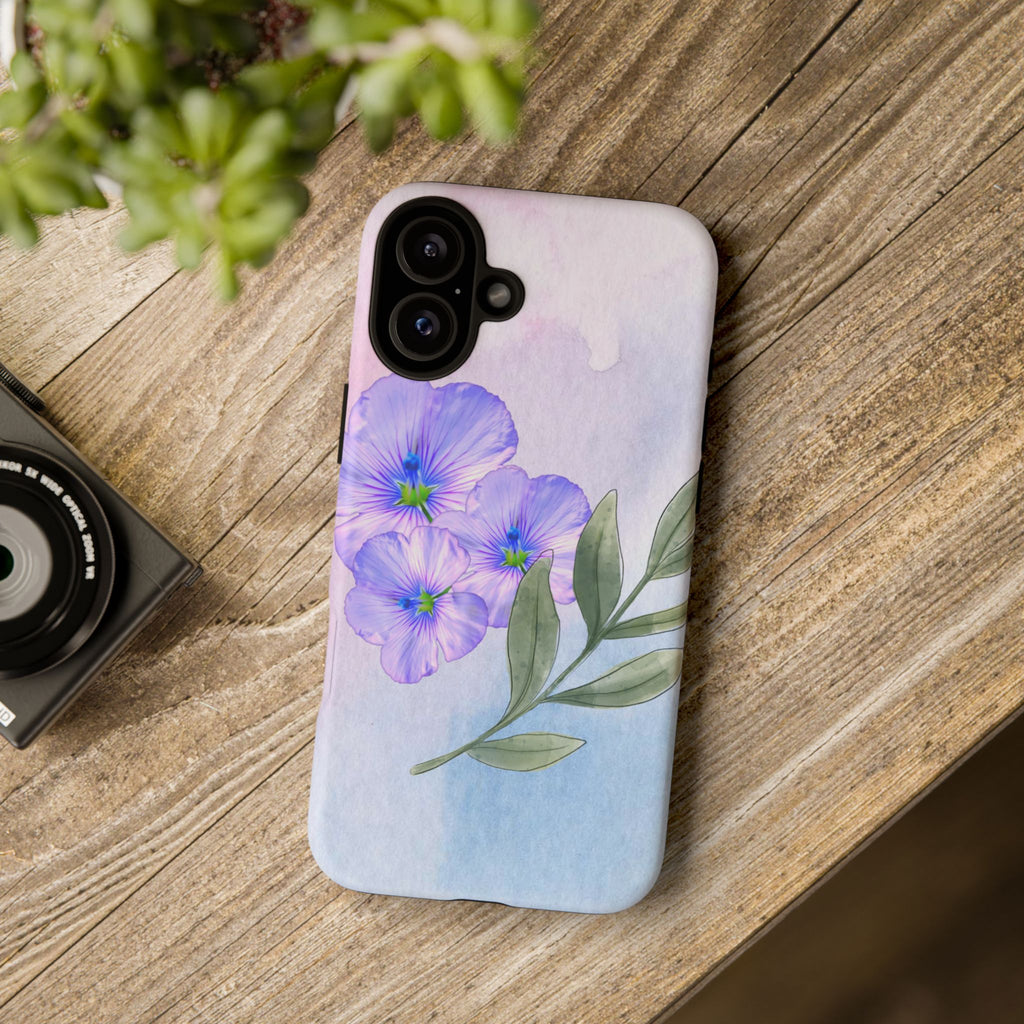 Coque de téléphone aquarelle florale – Bouquet de pétunias violets