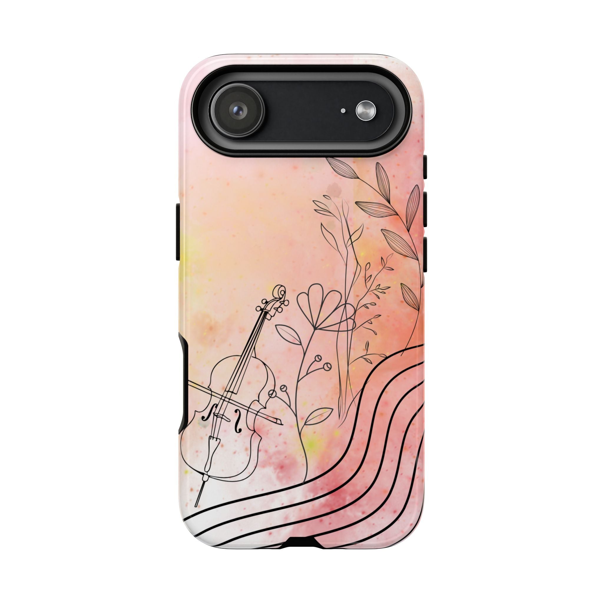 Étui Robuste Pour Violon Floral — Coque de Téléphone Musique Aquarelle