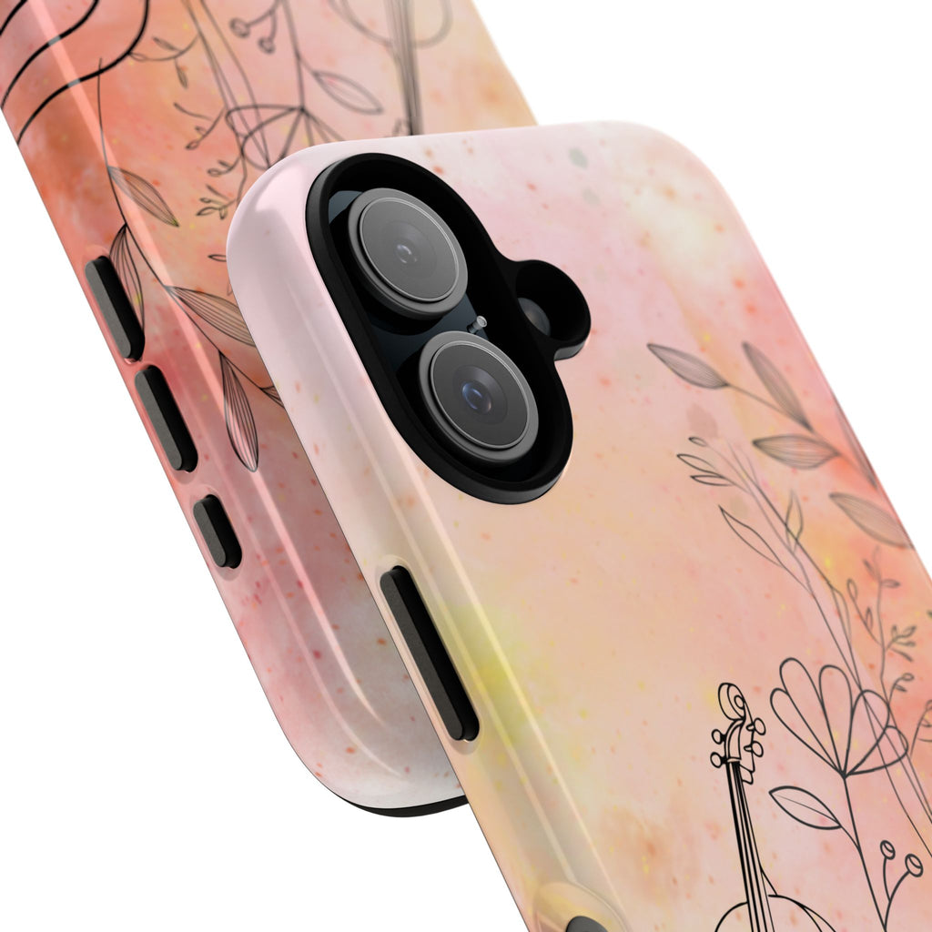 Étui Robuste Pour Violon Floral — Coque de Téléphone Musique Aquarelle