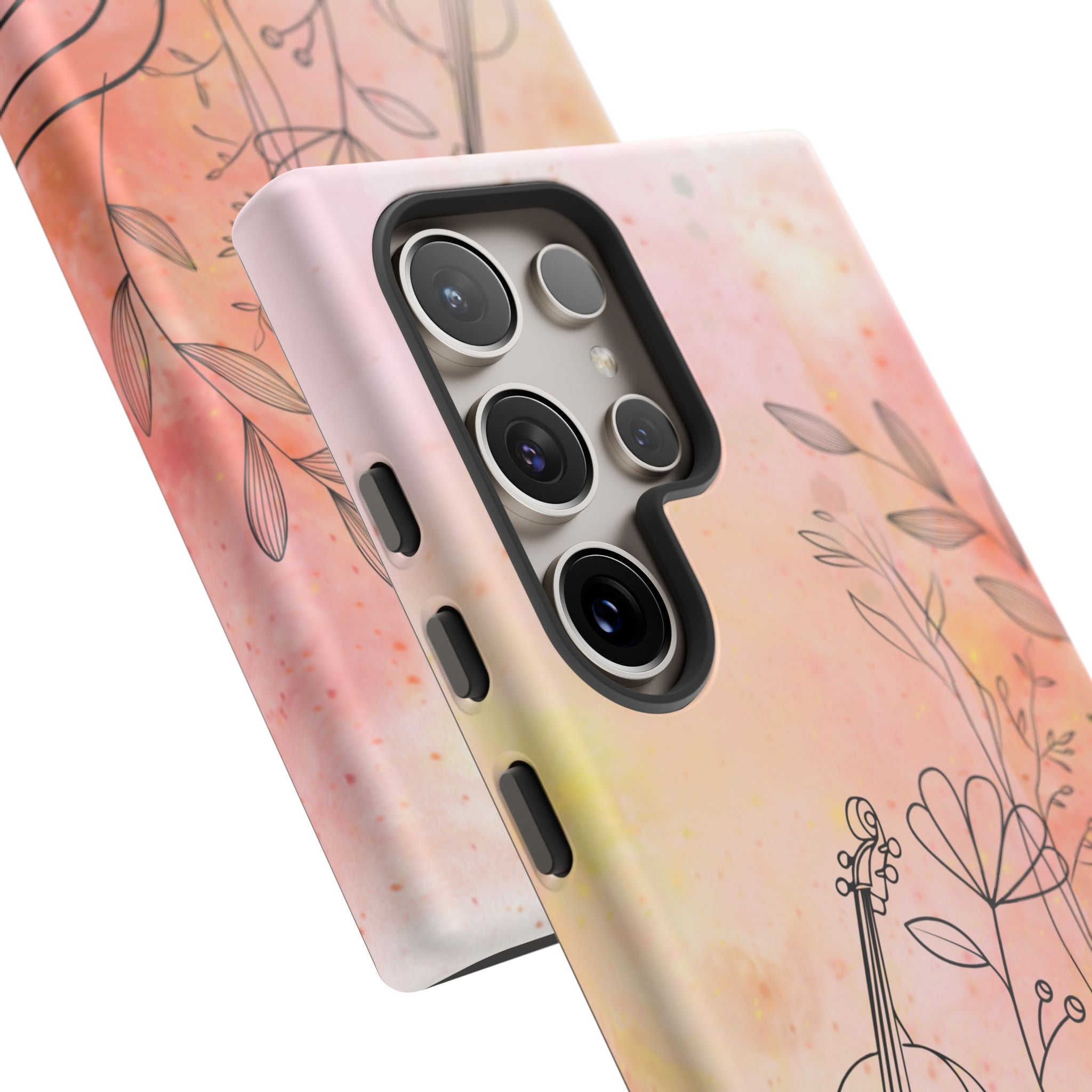 Étui Robuste Pour Violon Floral — Coque de Téléphone Musique Aquarelle