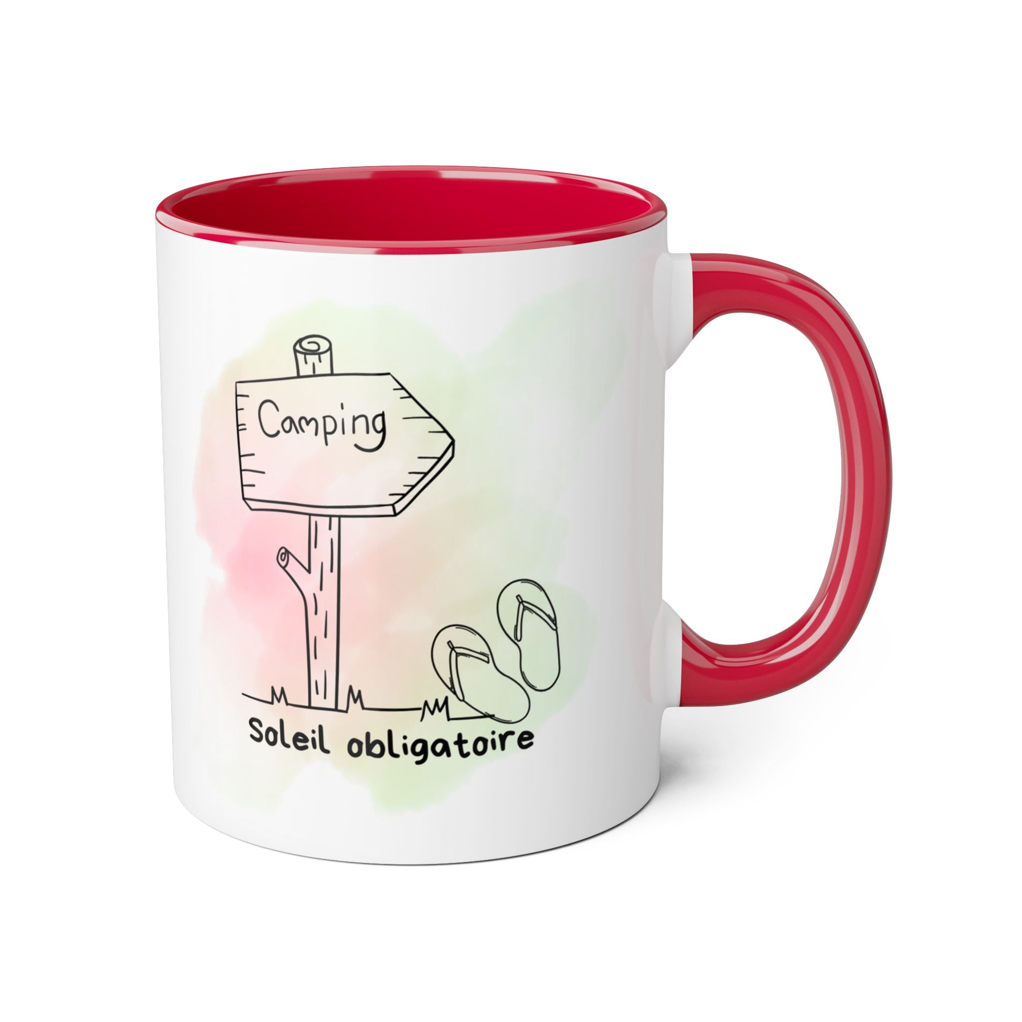 Tasse de camping — 'Camping au soleil obligatoire' Verre à aquarelle pour café