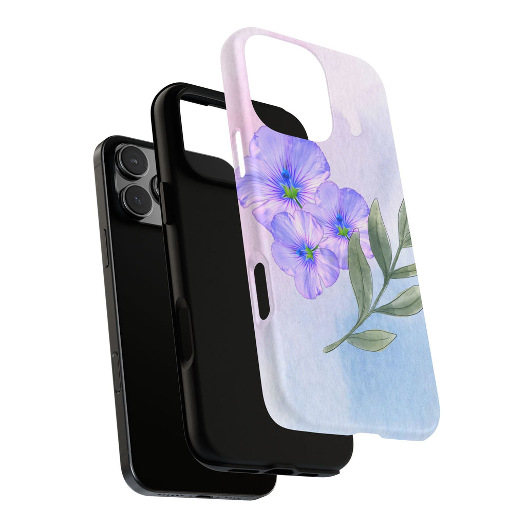 Coque de téléphone aquarelle florale – Bouquet de pétunias violets
