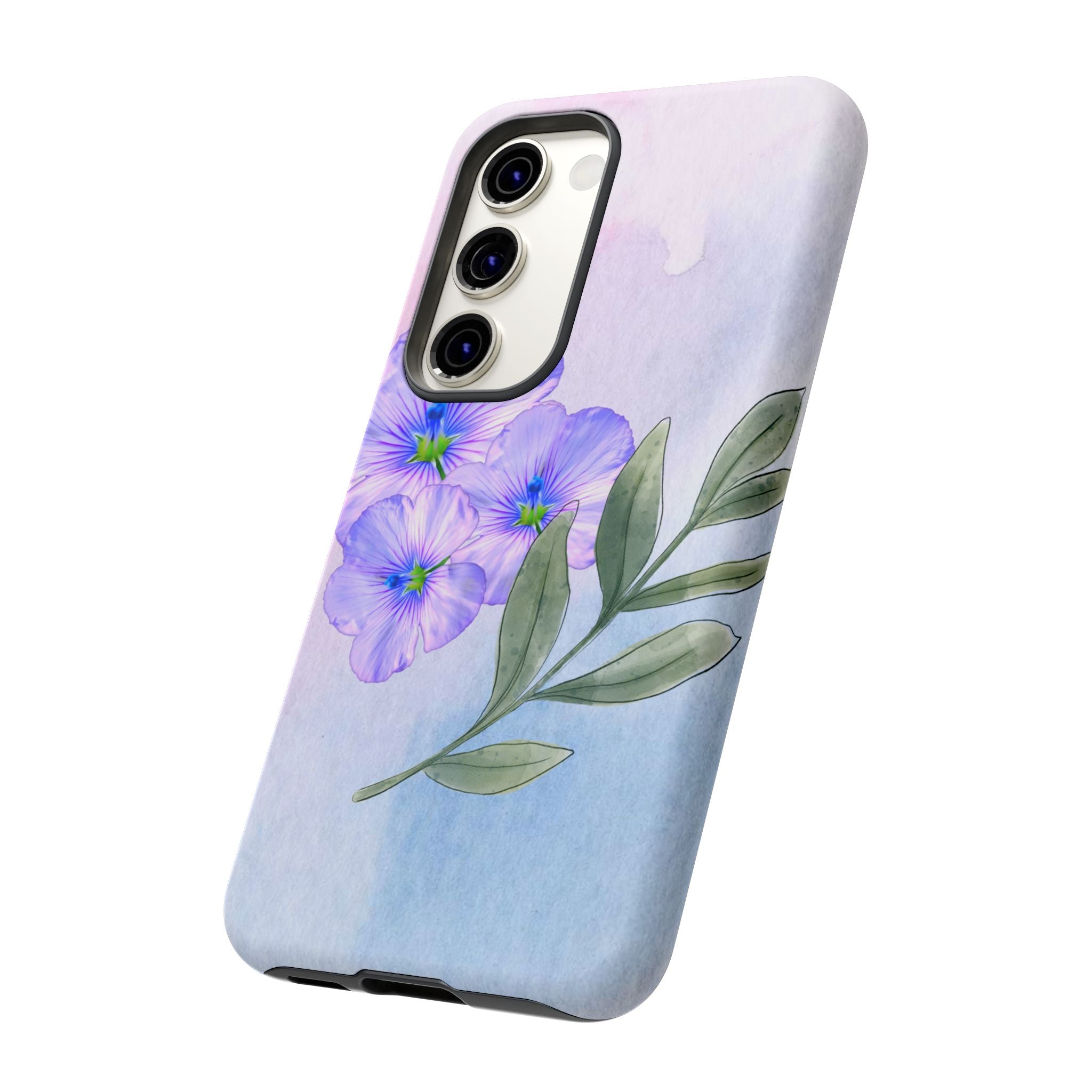 Coque de téléphone aquarelle florale – Bouquet de pétunias violets