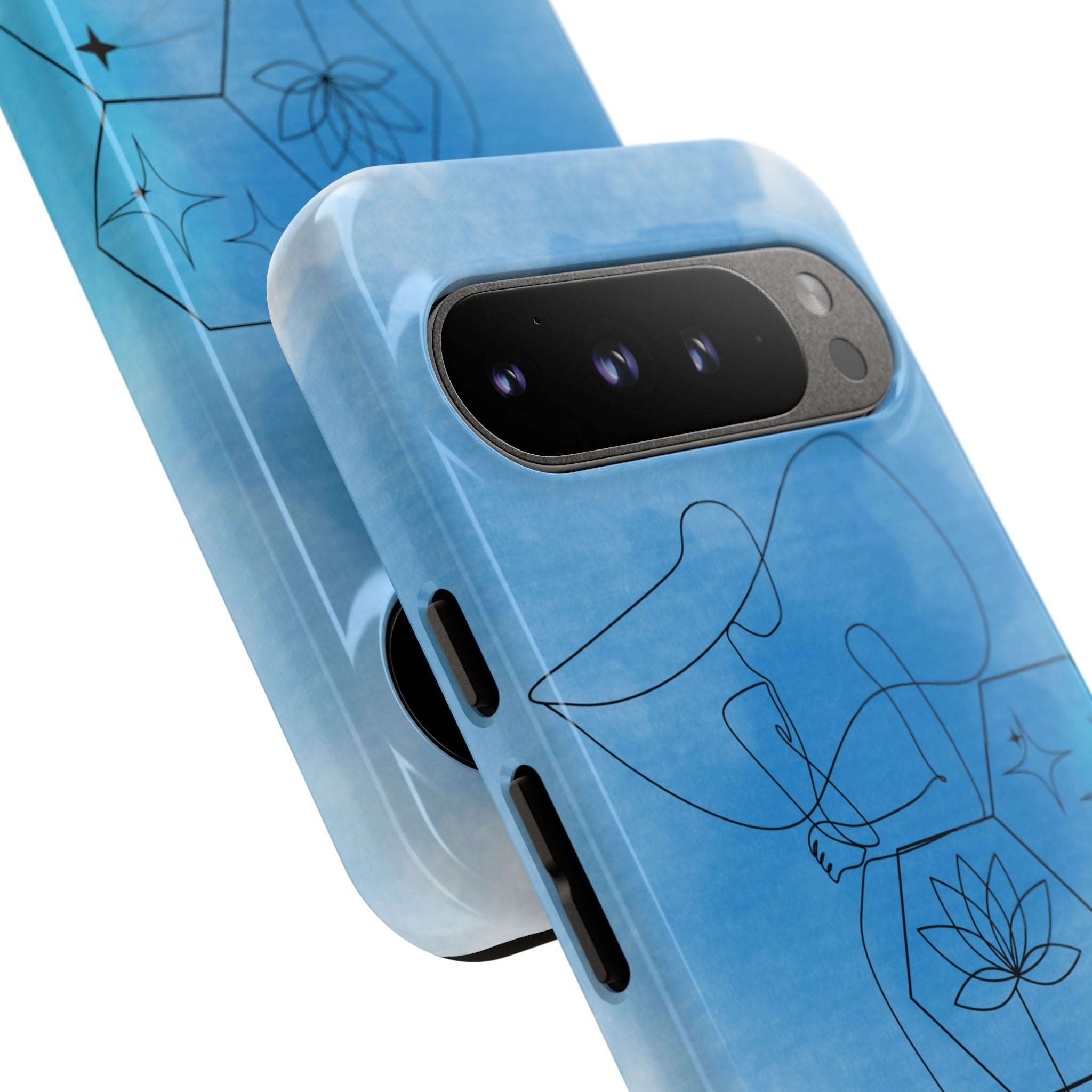 Coque de téléphone Abstraite bleue — Design Zen Lotus Hexagone