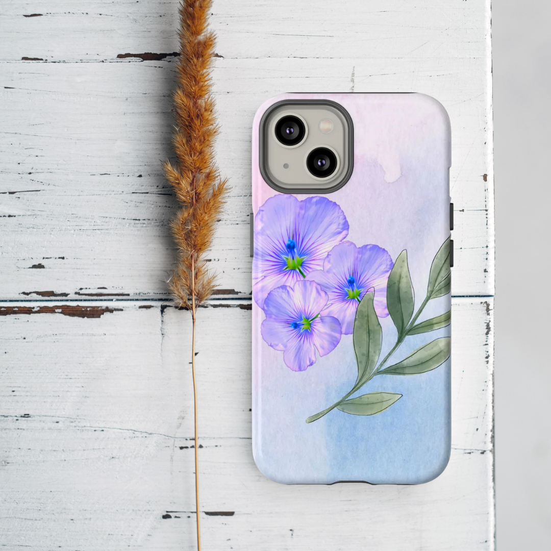 Coque de téléphone aquarelle florale – Bouquet de pétunias violets